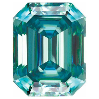 Emerald Cut Teal Moissanite Loose Stone 7x5 mm/1.18ct Teal Moissanite Loose Gemstone by Nodeform