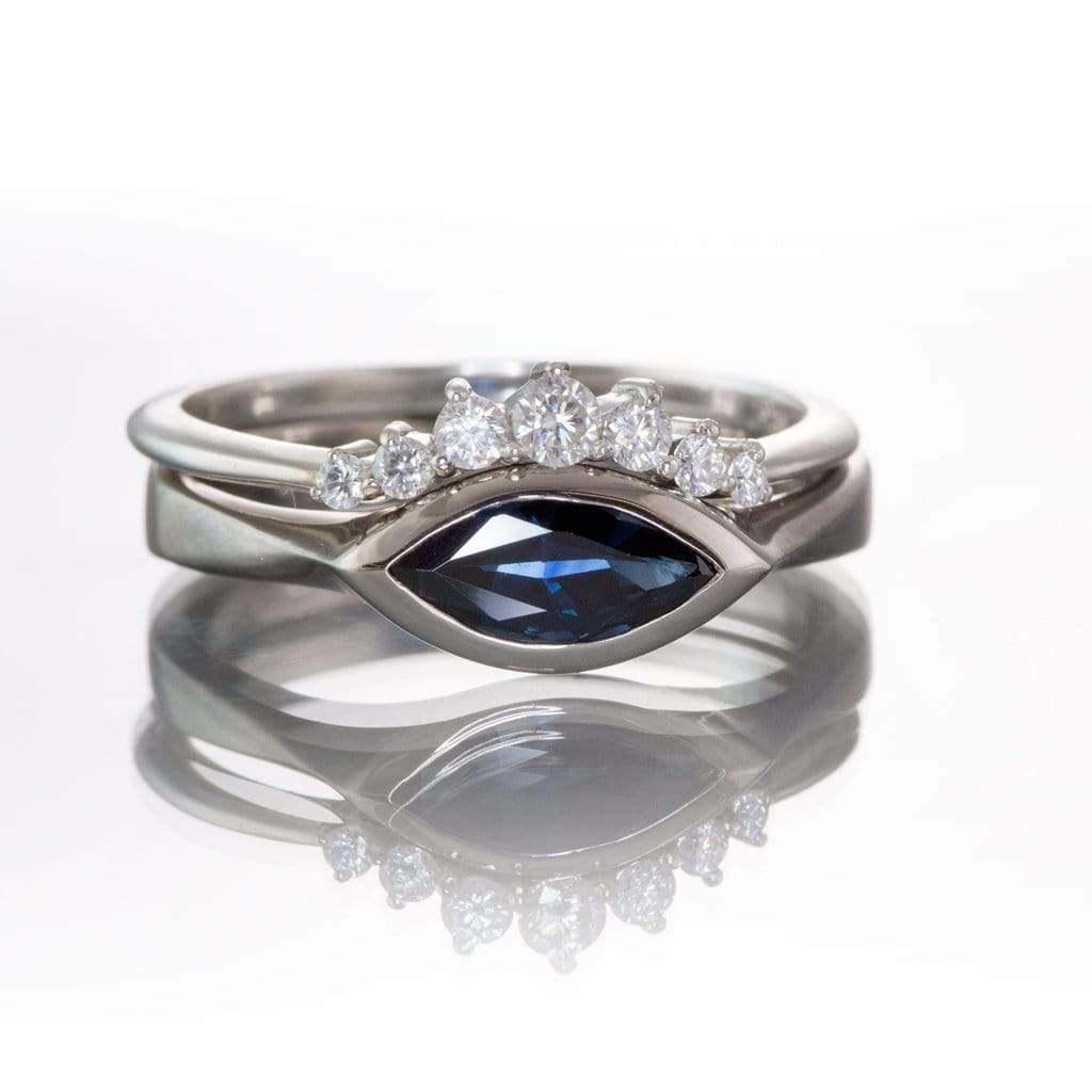 Marquise Blue Sapphire Bezel Solitaire Engagement Ring Ring by Nodeform