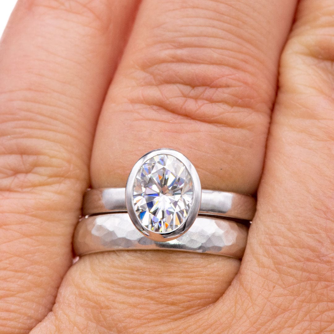 Bezel wedding clearance ring set