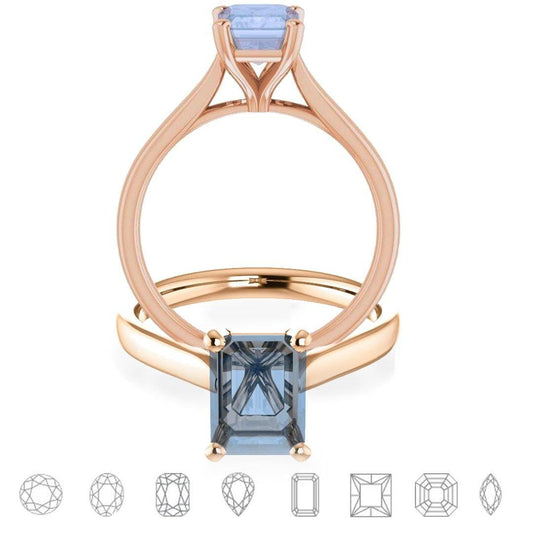 Amelia Prong Set Cathedral Solitaire Engagement Ring - Setting only 14k Rose Gold Ring Setting by Nodeform