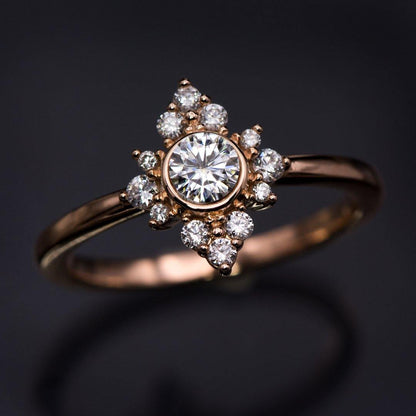 Ava Ring - Moissanite, Diamond or White Sapphire Halo Engagement Ring Ring by Nodeform