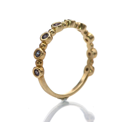 Alexandrite  Becca Band - Bezel Set 10k gold Stacking Half Eternity Anniversary Ring 10k Yellow Gold Ring by Nodeform