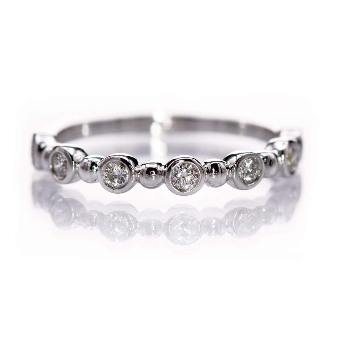 Becca Band - Diamond, Moissanite or Sapphire Bezel Set Stacking Half Eternity Anniversary Ring All Mined Diamonds  G-H, SI2-SI3 / Continuum Sterling Silver Ring by Nodeform