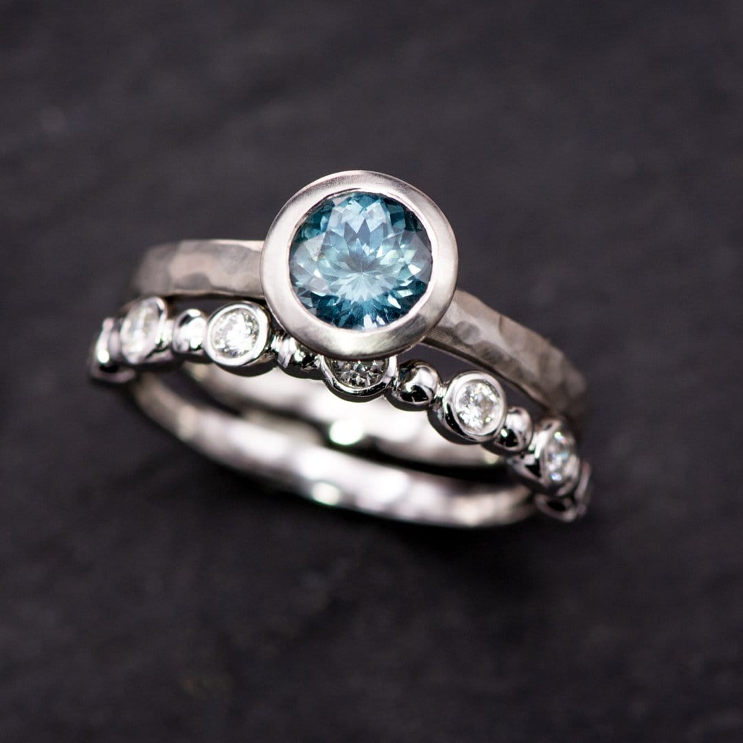 Becca Band - Diamond, Moissanite or Sapphire Bezel Set Stacking Half Eternity Anniversary Ring Ring by Nodeform