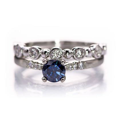Becca Band - Diamond, Moissanite or Sapphire Bezel Set Stacking Half Eternity Anniversary Ring Ring by Nodeform