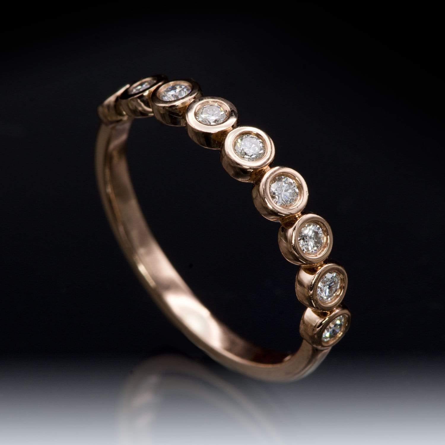 Betty Anniversary Band - Bezel Set Diamond Half Eternity Stacking Wedding Ring 1/4 CTW (Min): 2mm diamonds / 14k Rose Gold Ring by Nodeform