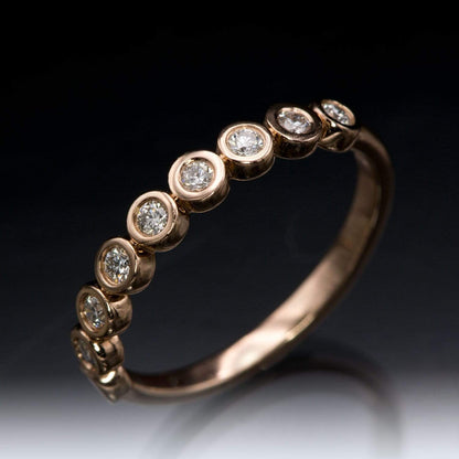 Betty Anniversary Band - Bezel Set Diamond Half Eternity Stacking Wedding Ring Ring by Nodeform