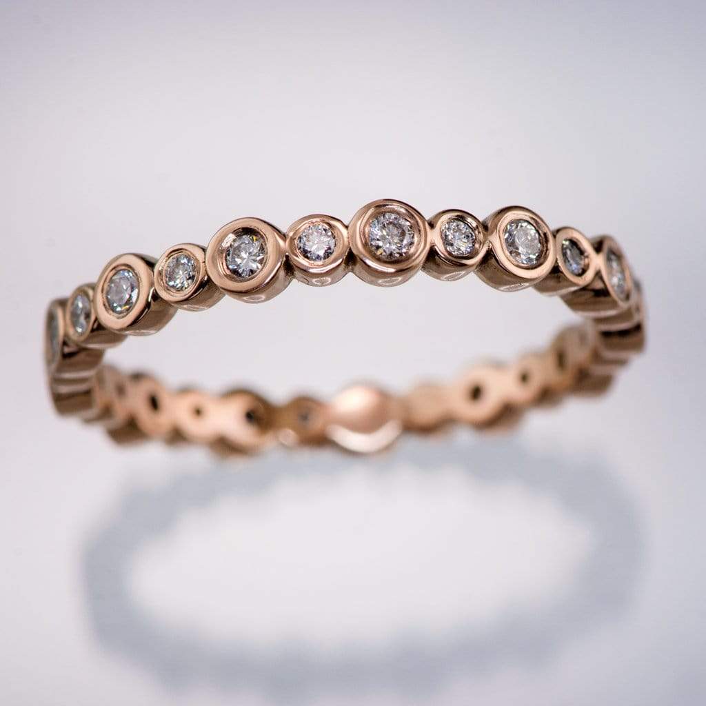 Bree Anniversary Band - Bezel Set Diamond Eternity Stacking Ring Wedding Band Genuine Mined Diamonds / 14k Rose Gold Ring by Nodeform