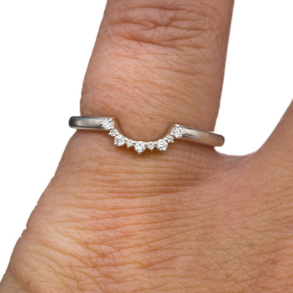 Casey Band - C-Shape Contoured Accented Diamond Sterling Silver Shadow Wedding Ring, Ready to Ship Ring Ready To Ship by Nodeform