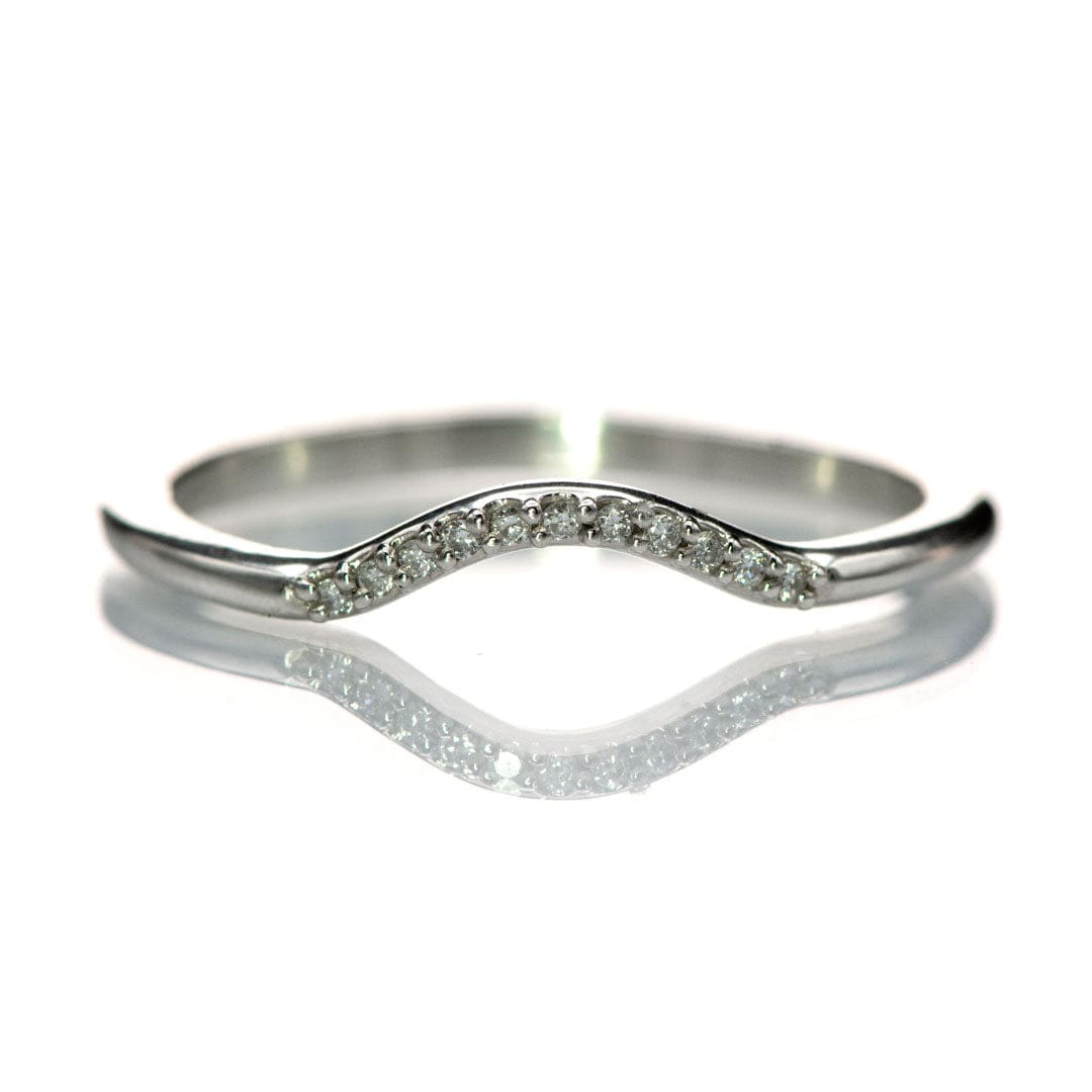 Cecilia Band - C-Shape Contoured Accented Diamond Sterling Silver Shadow Ring, Ready to Ship All White Lab-grown Diamonds Ring by Nodeform
