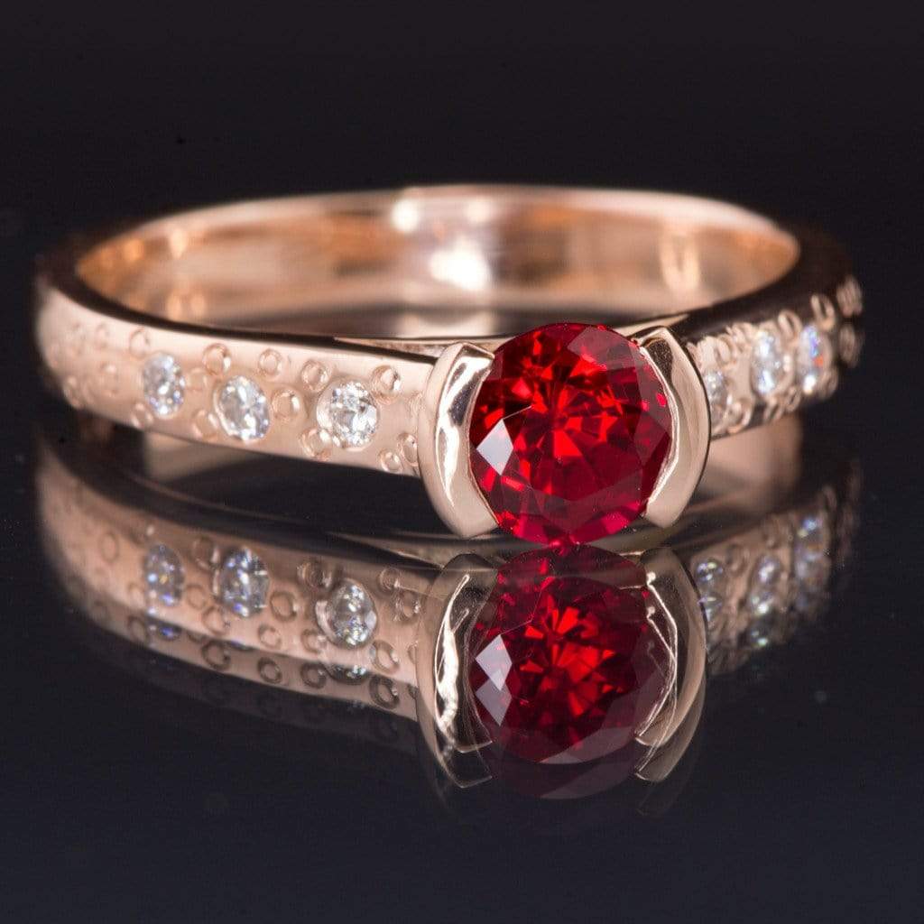 14K 1.2CT Natural Ruby Diamond Band Wedding Ring Set / Ruby -  Israel