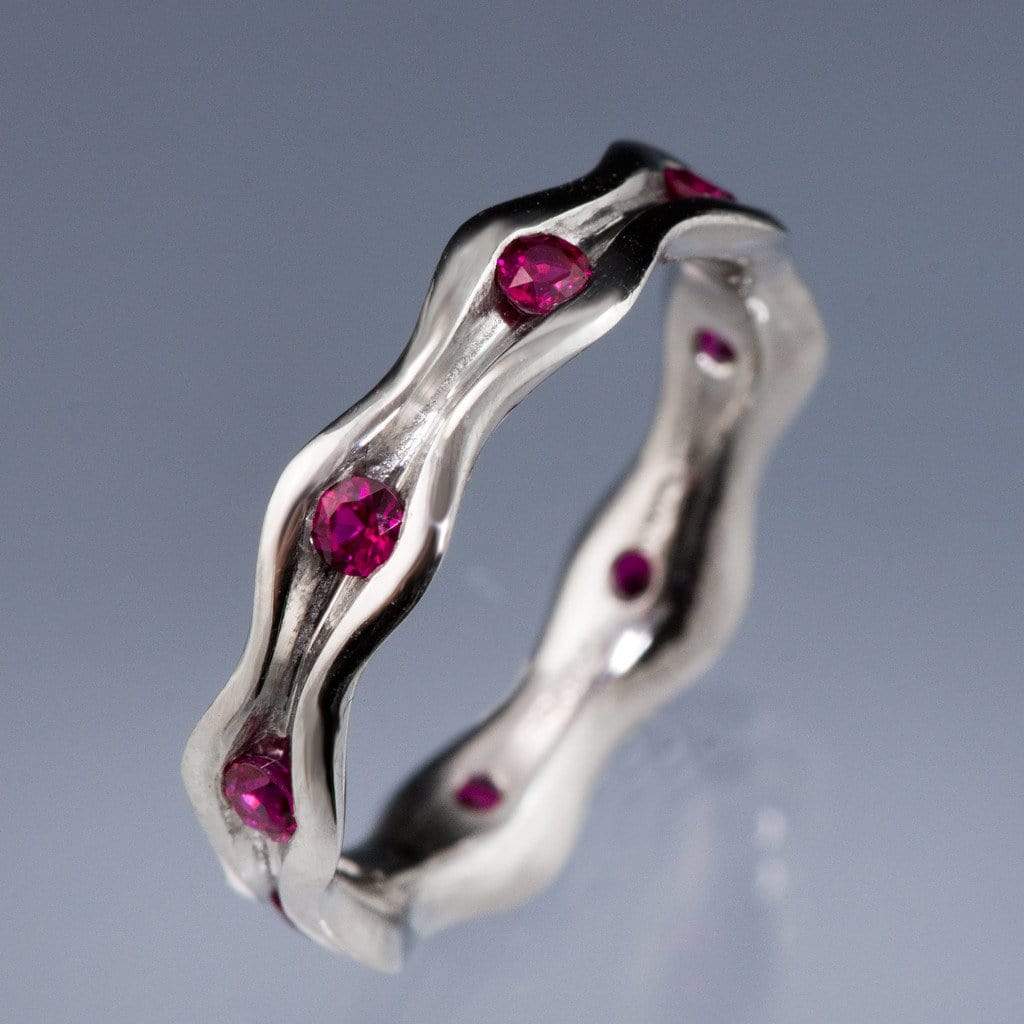 Wave Ruby Eternity Wedding Ring 14kPD White Gold / Lab Created Ring by Nodeform