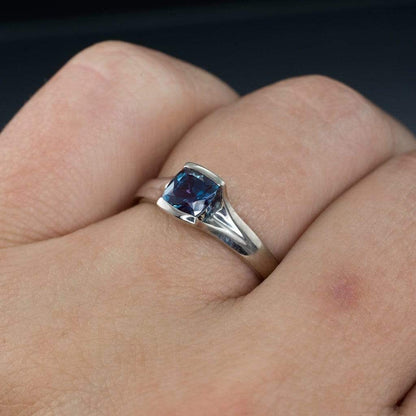 Cushion Cut Alexandrite Fold Solitaire Engagement Ring Ring by Nodeform