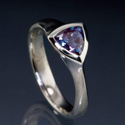 Trillion Chatham Created Alexandrite Bezel Solitaire Engagement Ring Ring by Nodeform