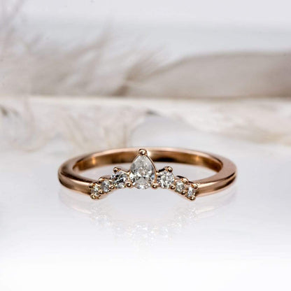 Claire Band- Graduated Diamond, Moissanite or White Sapphire Curved Contoured Crown Stacking Wedding Ring Ring by Nodeform