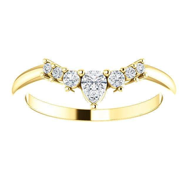 Claire Band- Graduated Diamond, Moissanite or White Sapphire Curved Contoured Crown Stacking Wedding Ring All Genuine White Diamonds SI2-3, G-H / 14K Yellow Gold Ring by Nodeform