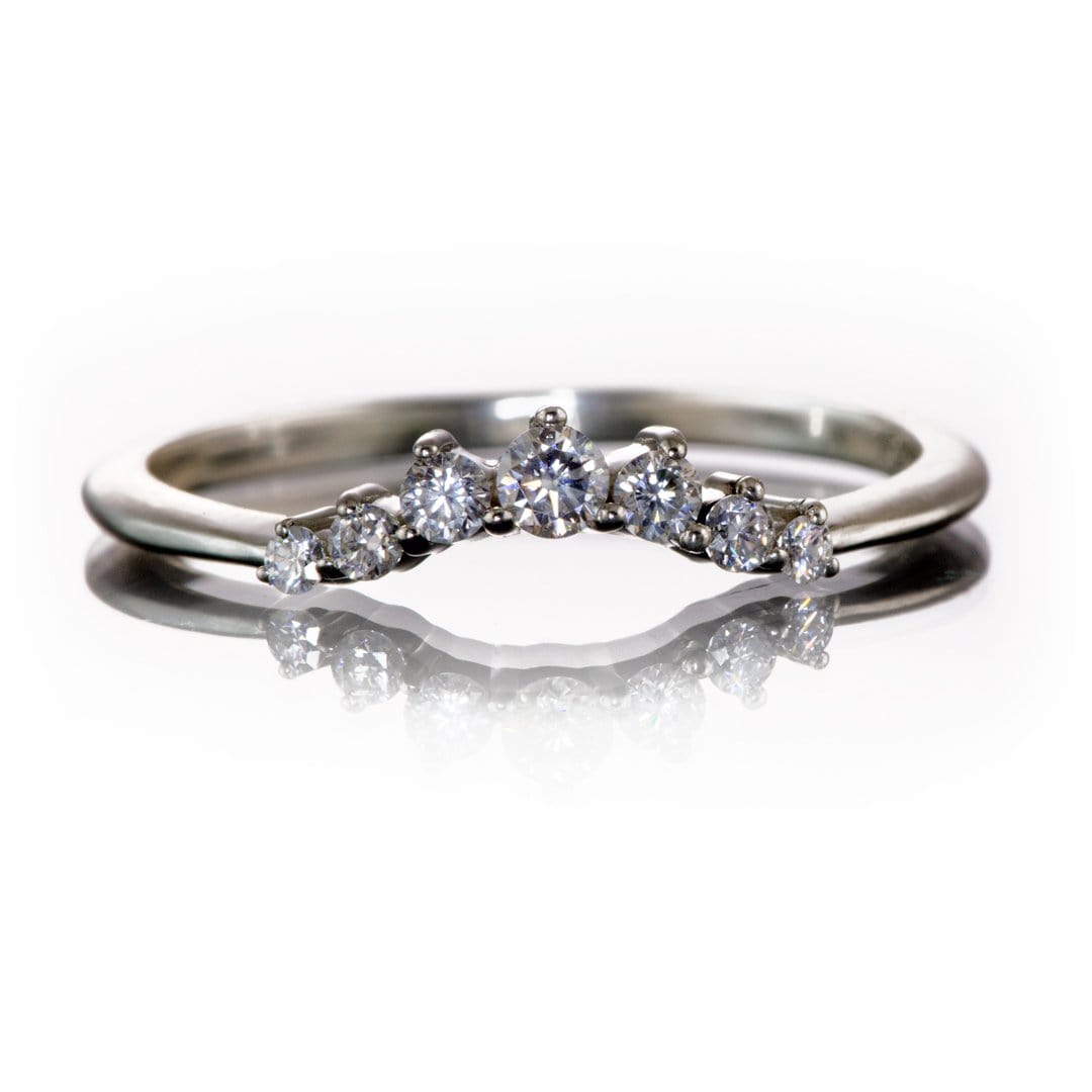 Corinne - Graduated Diamond, Moissanite or Sapphire Curved Contoured Crown Stacking Wedding Ring Ring by Nodeform