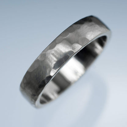 Hammered Edge Textured Wedding Band Ring by Nodeform