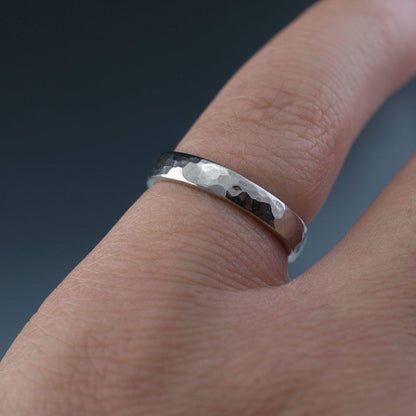 Narrow Hammered Texture Wedding Band Ring by Nodeform