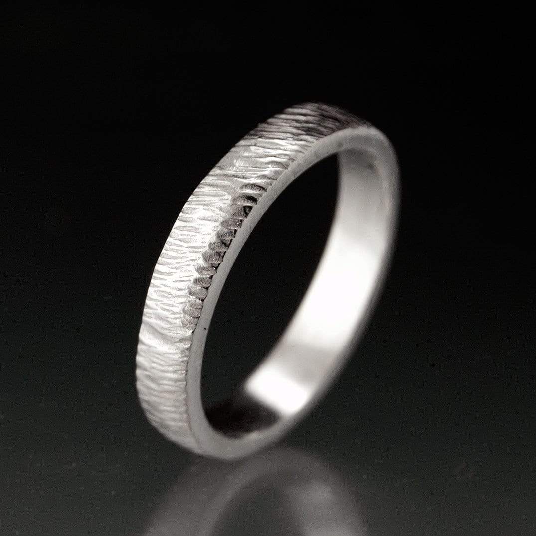 Narrow Rasp Texture Wedding Band 14k Nickel White Gold (not plated) / 2 Ring by Nodeform