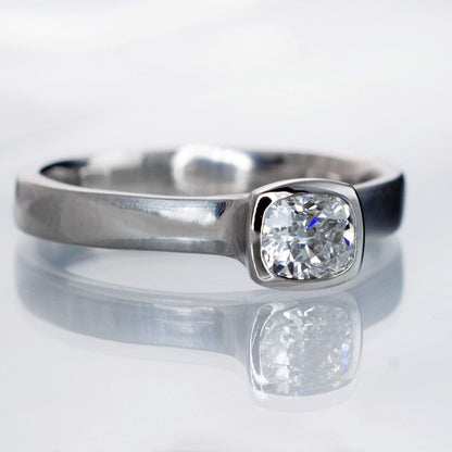 Cushion Cut Diamond Bezel Set Solitaire Engagement Ring Ring by Nodeform