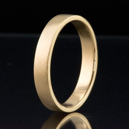 Wide Flat Modern Simple Wedding Band 14k Yellow Gold / 4mm Ring by Nodeform