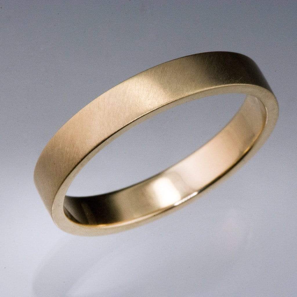 Flat Simple Gold Wedding Band 18k Yellow Gold / 3mm Width Ring by Nodeform