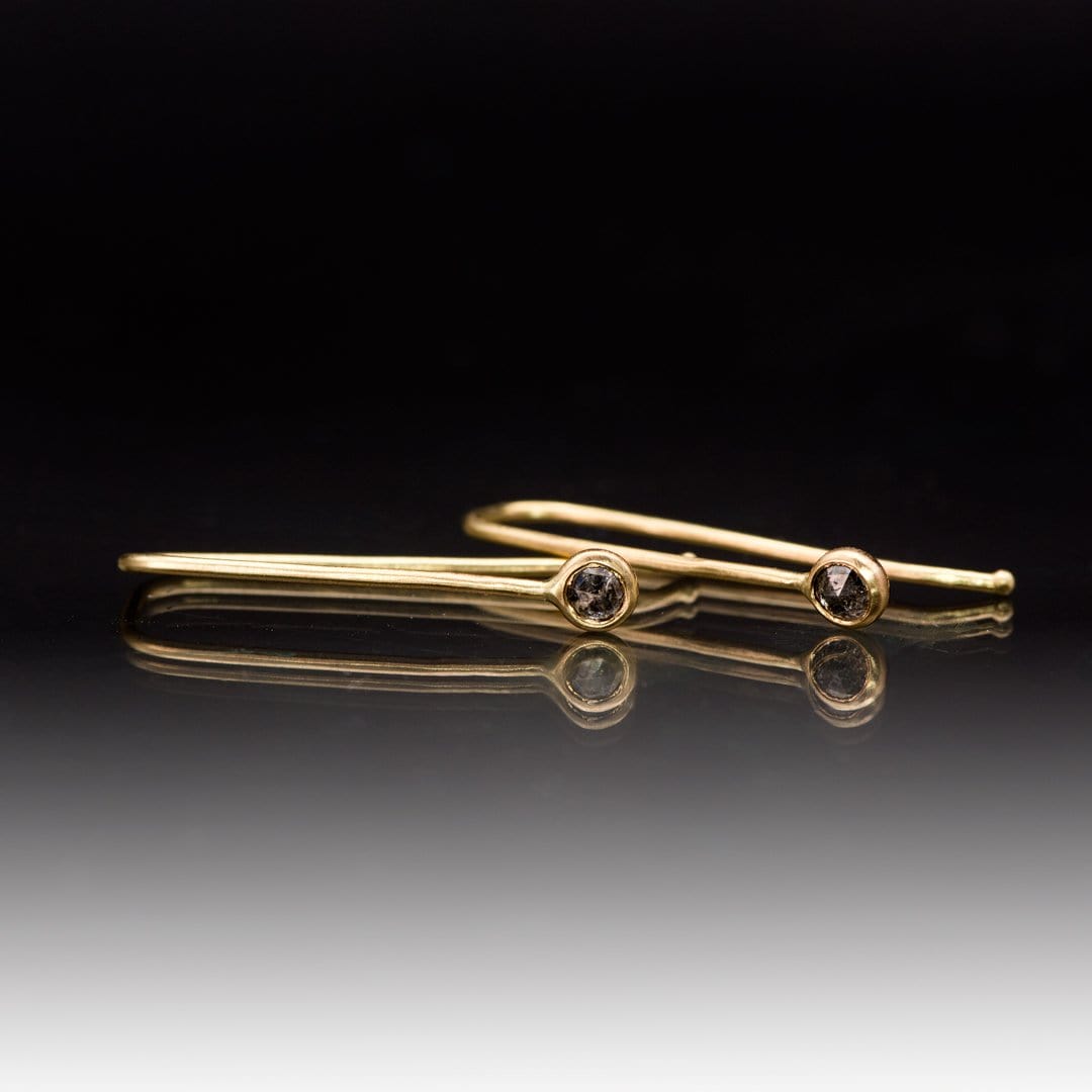 Dark Gray Salt & Pepper Diamond Bezel Set 14k Gold Earrings Earrings by Nodeform