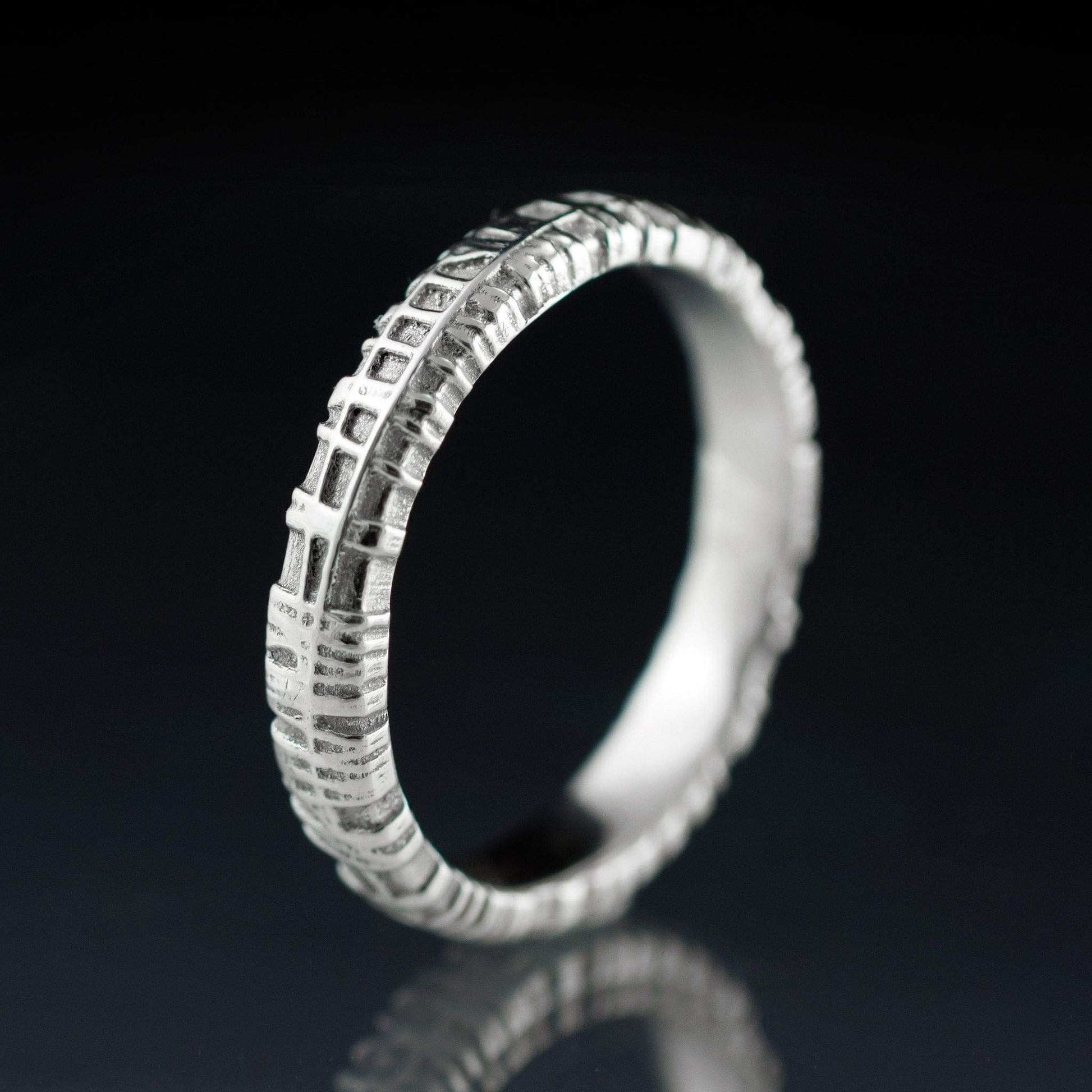 Narrow Woven Texture Wedding Band 14k Nickel White Gold / 2.5 Ring by Nodeform