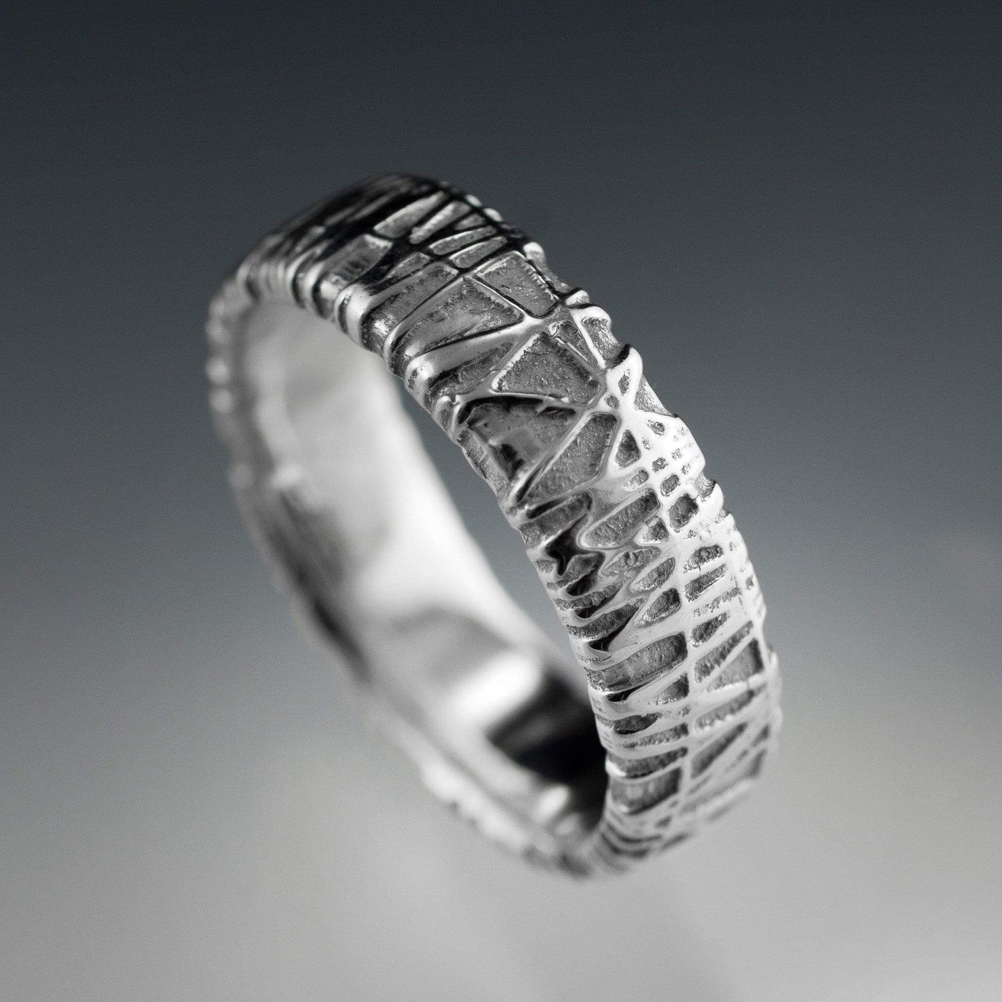 Wide Woven Texture Wedding Band, Bird Nest Ring Sterling Silver / 7mm Ring by Nodeform