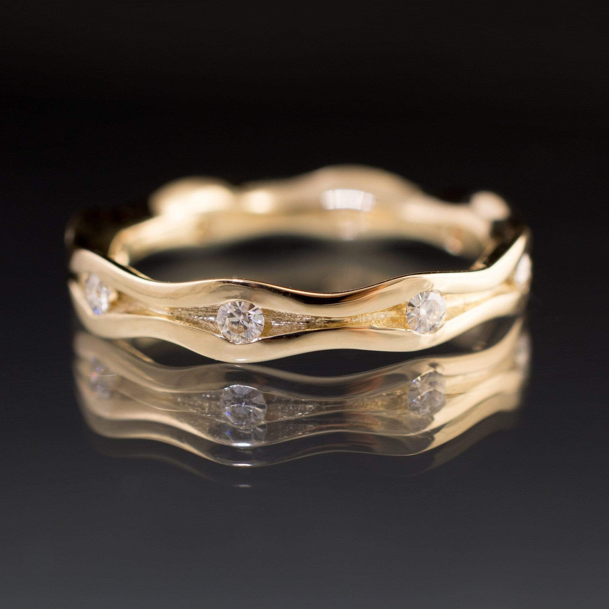 Wave Moissanite Eternity Gold Wedding Ring Ring by Nodeform