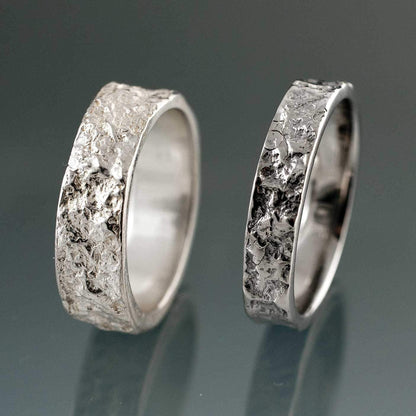 Bush-hammered Marble Texture Wedding Band Ring by Nodeform
