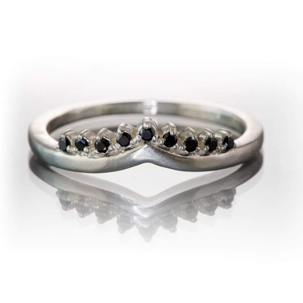 Black Diamond Valerie Band - V-Shape Contoured Accented Black Diamond Wedding Ring Ring by Nodeform