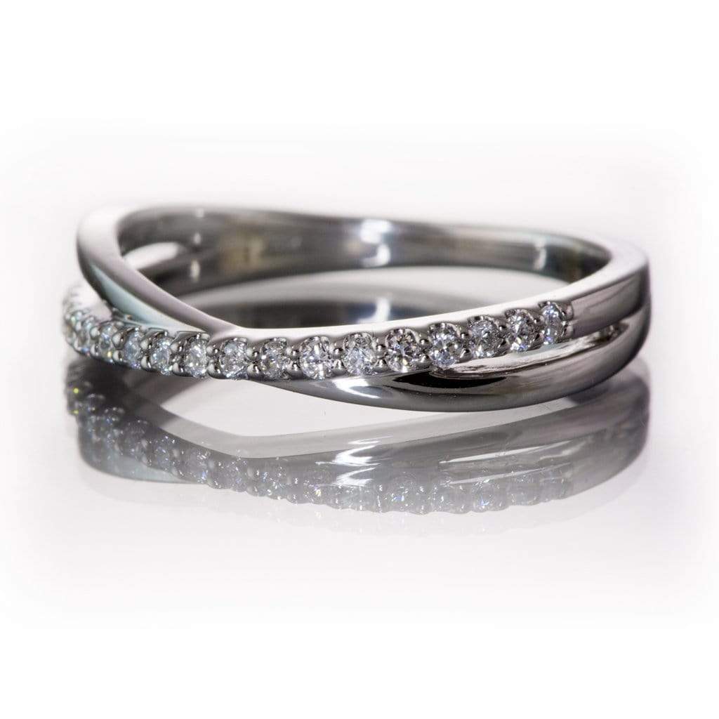 Criss Cross Band - Contoured Wedding Ring with Diamonds, Moissanites, Rubies or Sapphires Ring by Nodeform