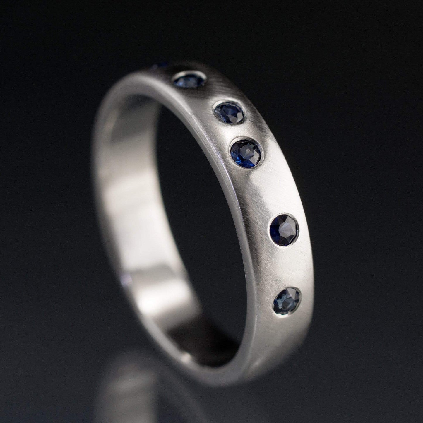 Random Blue Sapphire Wedding Ring 3mm / Sterling Silver Ring by Nodeform