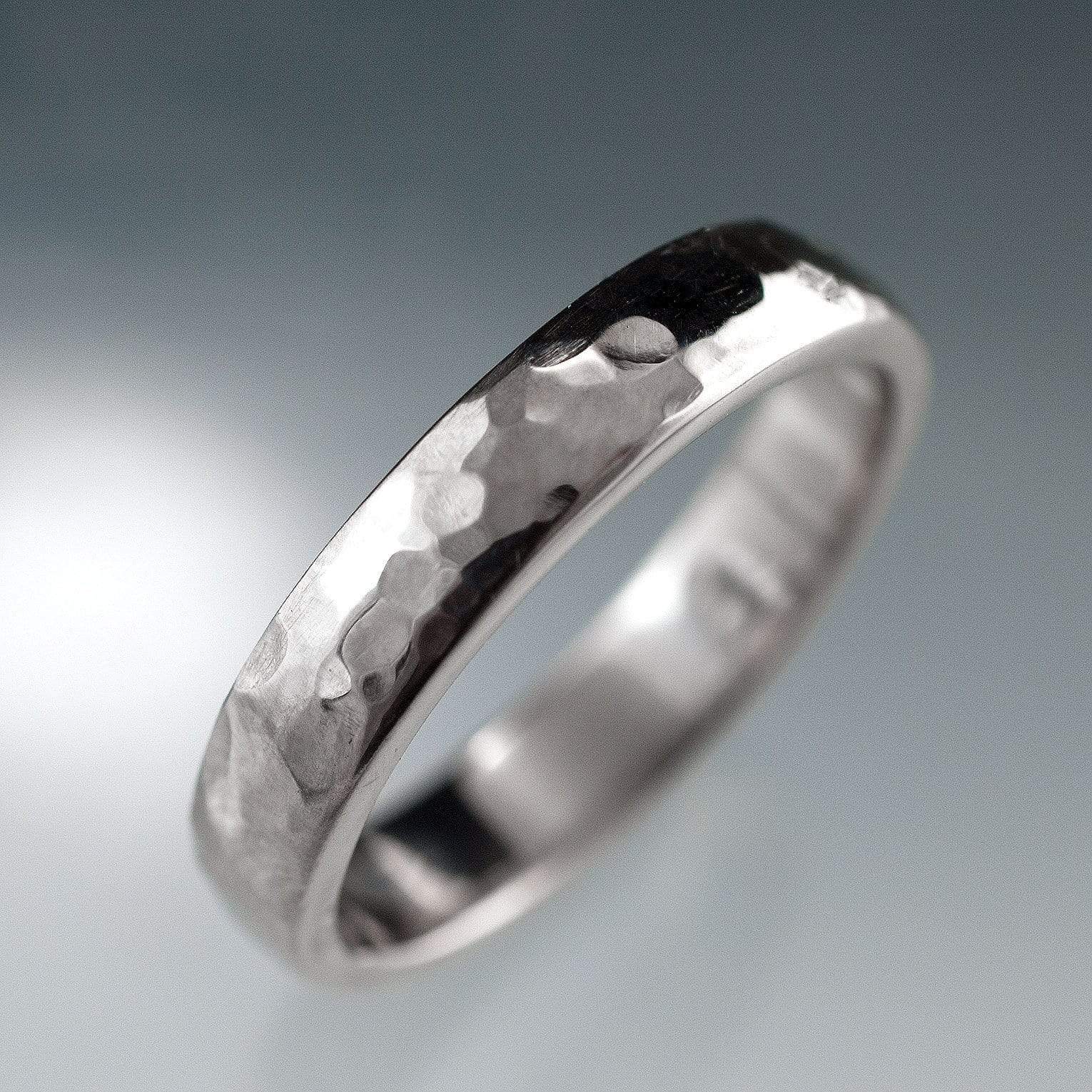 Narrow Hammered Texture Wedding Bands, Set of 2 Rings Ring Set by Nodeform