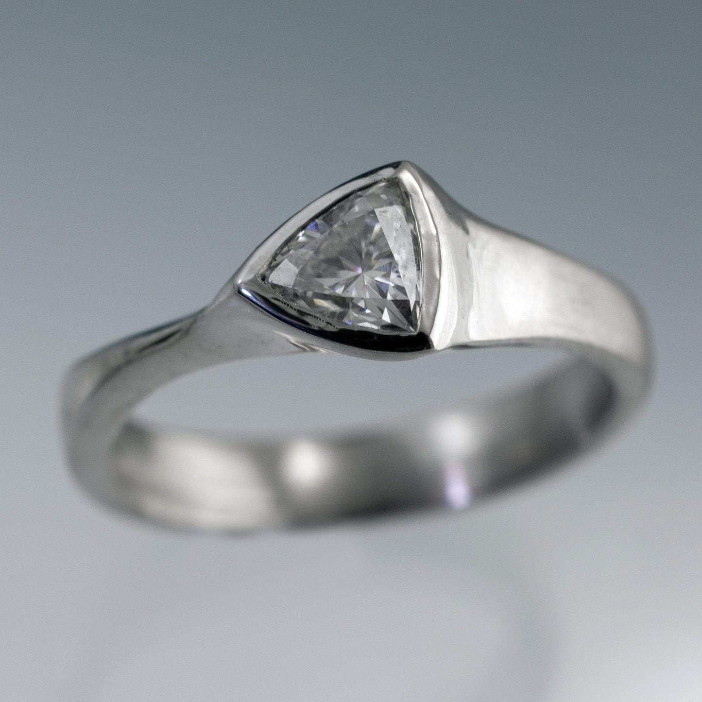 Trillion Moissanite Bezel Solitaire Engagement Ring Ring by Nodeform
