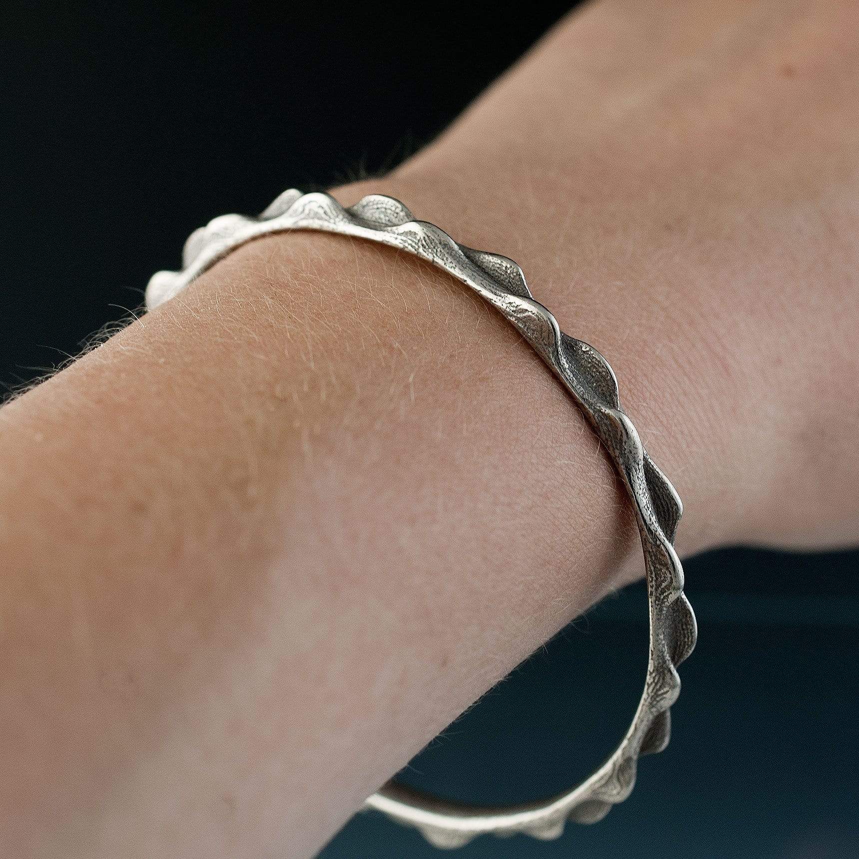 Bumpy Stainless Steel Bracelet Bangle 3D Printed Design, Ready to Ship Bracelet by Nodeform