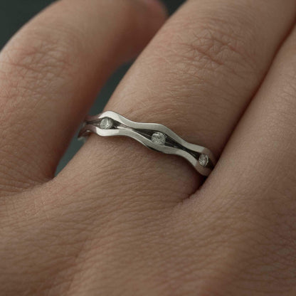 Wave White Sapphire Eternity Wedding Ring Ring by Nodeform