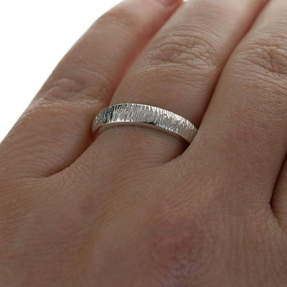 Textured Wedding Bands with Hammered Texture and Flush Set Moissanites Ring by Nodeform