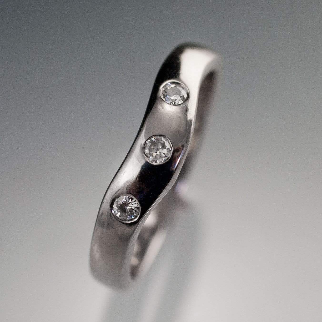 Diamond Fitted Contoured Wedding Ring, Diamond Shadow Band Ring by Nodeform