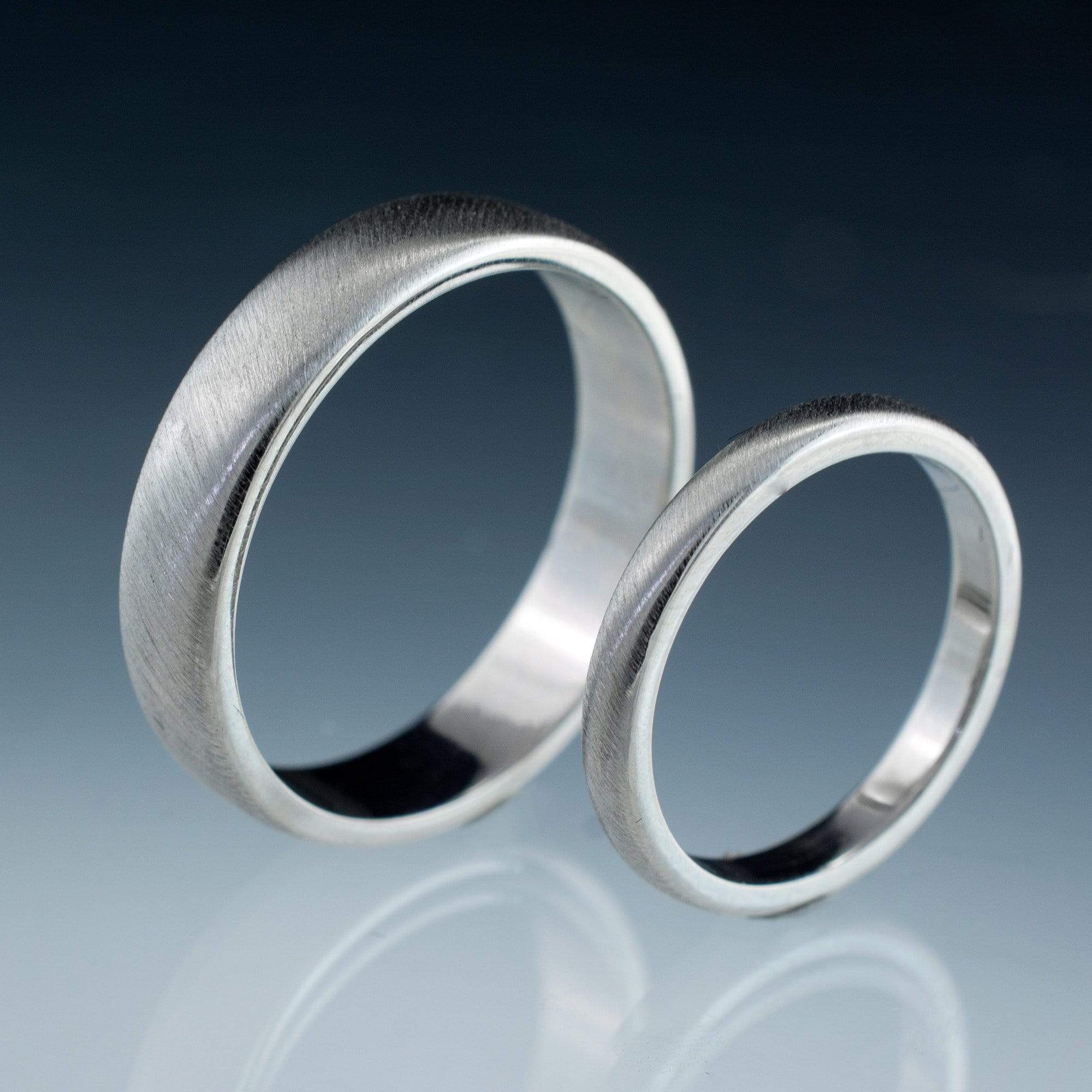 Simple Domed Wedding Bands, Set of 2 Wedding Rings