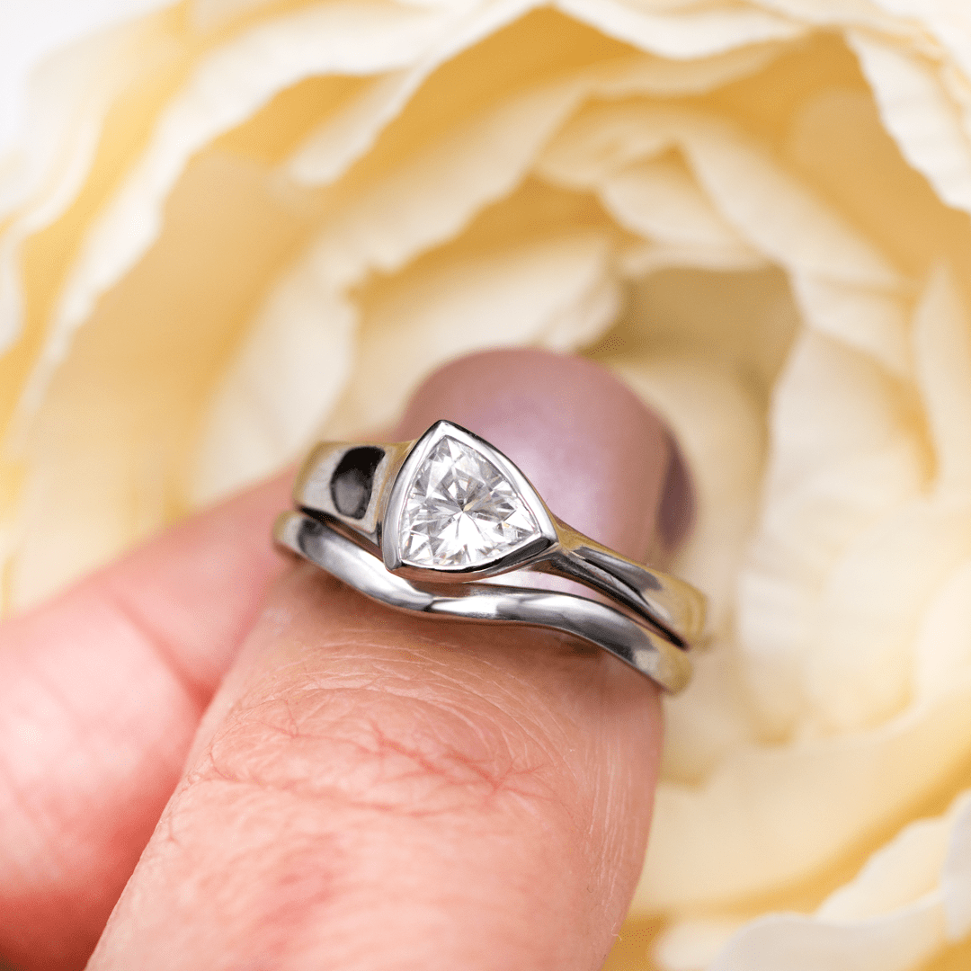Trillion Moissanite Bezel Solitaire Engagement Ring Ring by Nodeform