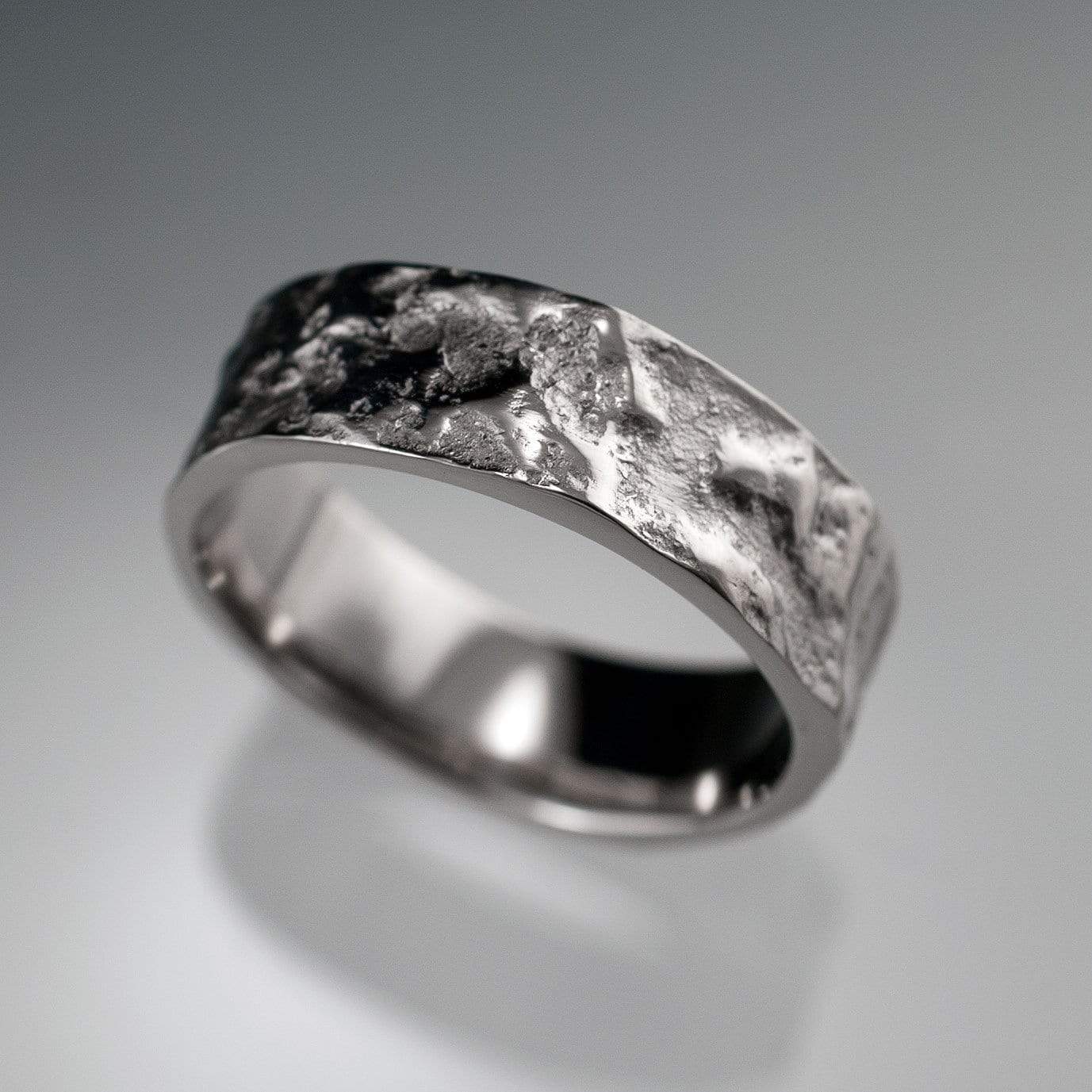 Bush-hammered Marble Texture Wedding Band Ring by Nodeform