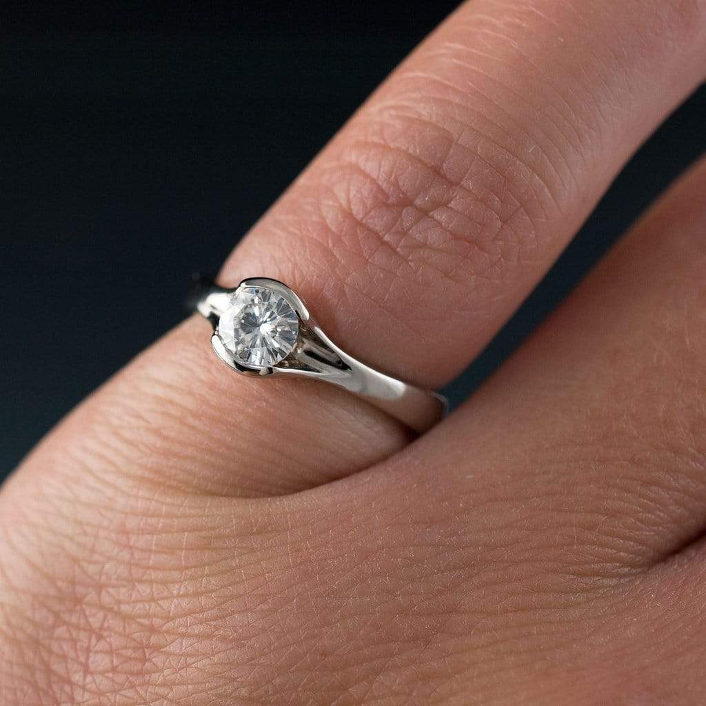 Diamond Fold Semi-Bezel Set Solitaire Engagement Ring Ring by Nodeform