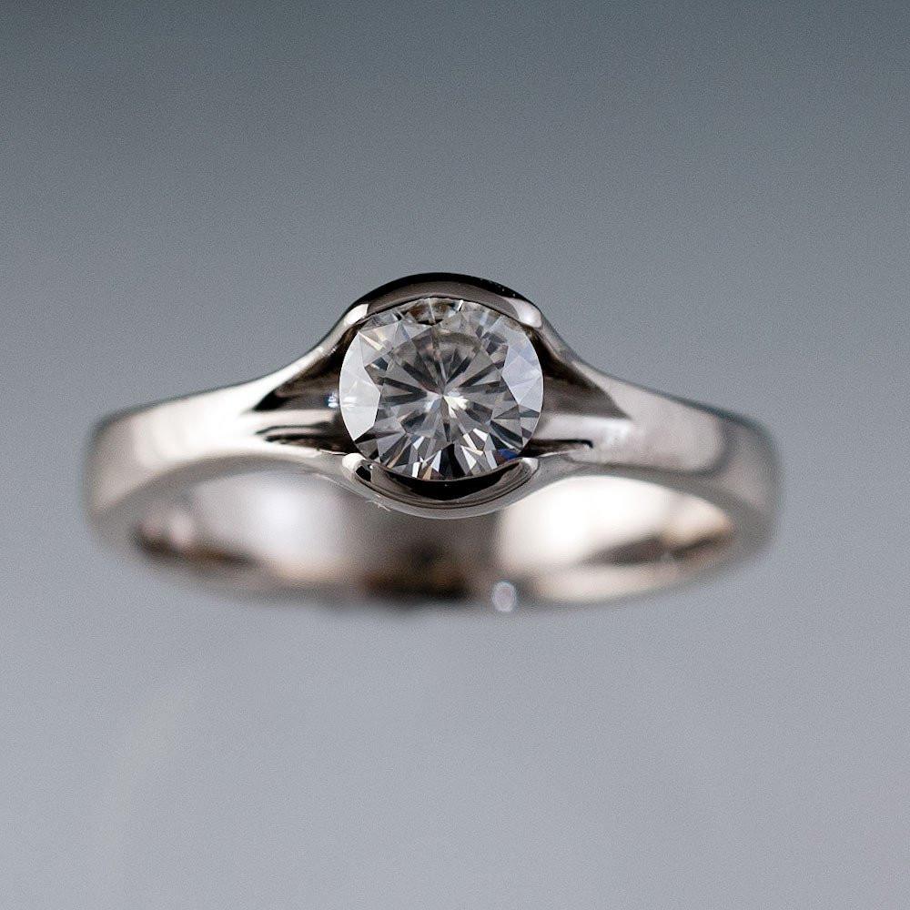 Diamond Fold Semi-Bezel Set Solitaire Engagement Ring Ring by Nodeform
