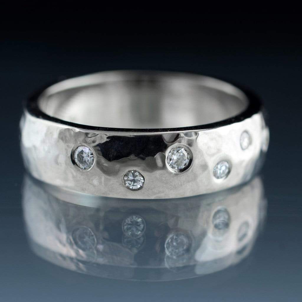 Diamond Wedding Ring, Random Diamond Flush Set Band Ring by Nodeform