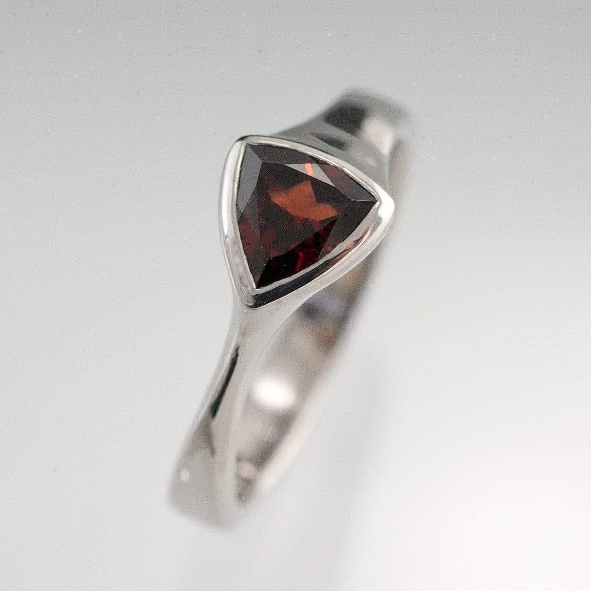 Trillion Garnet Bezel Solitaire Engagement Ring Ring by Nodeform