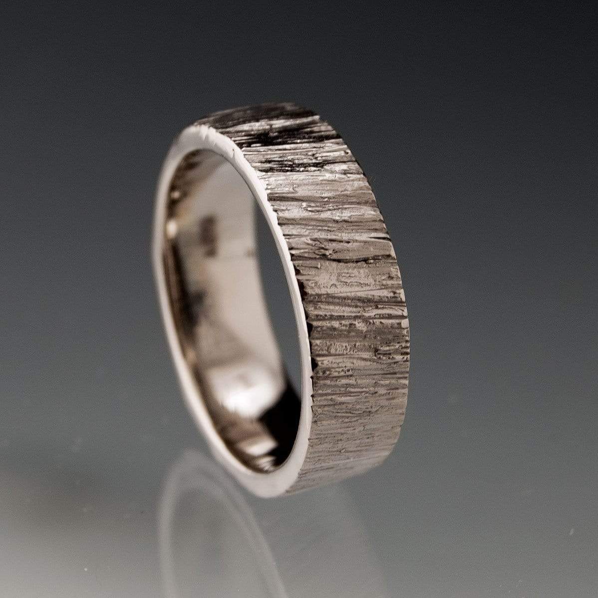Wide Saw Cut Texture Wedding Band 6mm width / Sterling Silver Ring by Nodeform