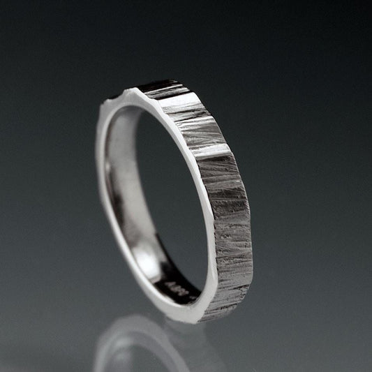 Narrow Saw Cut Texture Wedding Band 2mm / Sterling Silver Ring by Nodeform